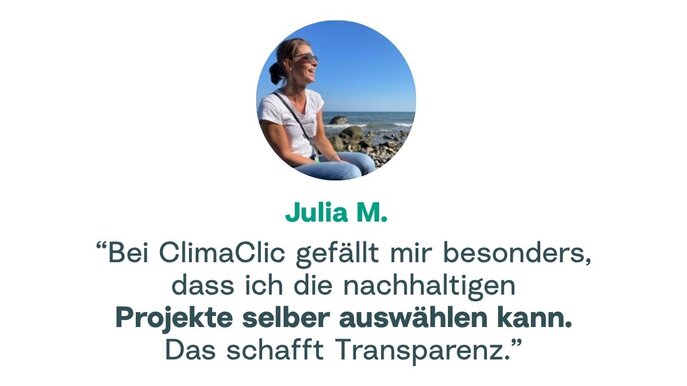Kundenstimme Julia | ClimaClic Kundenstimme von Julia zur Klimalotterie ClimaClic